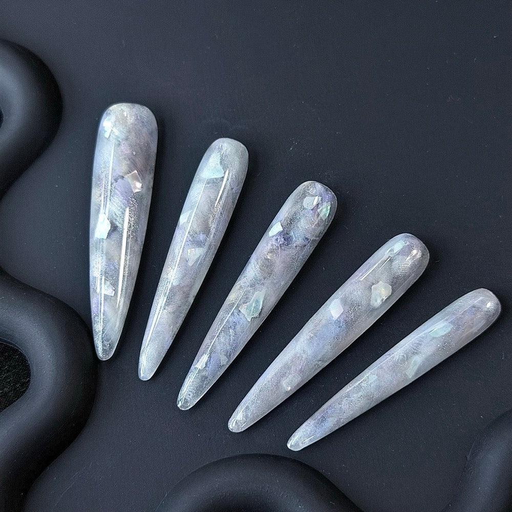Iridescent Flake Stiletto Press-On Nails