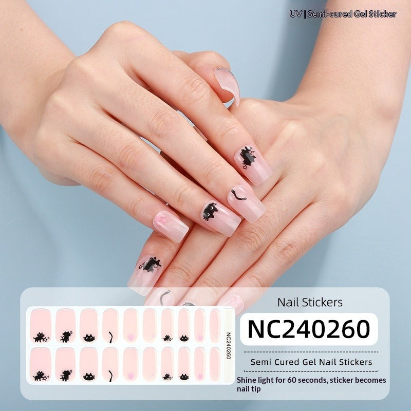 Semi-Cured Gel Nail Strips Floral Star Heart Cow-Print Mix Design (MOQ=3)