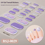 Semi-Cured Gel Nail Strips Toe Nails Gradient Bloom Glitter Glossy Set (MOQ=3)