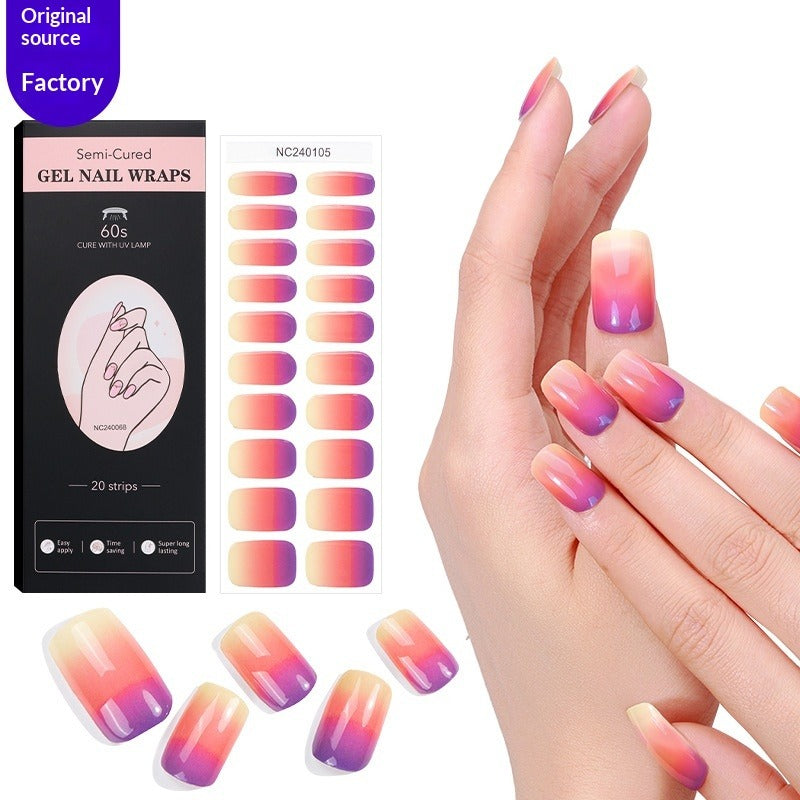 Semi-Cured Gel Nail Strips French Style Soft Color Gradient Glossy Set (MOQ=3)
