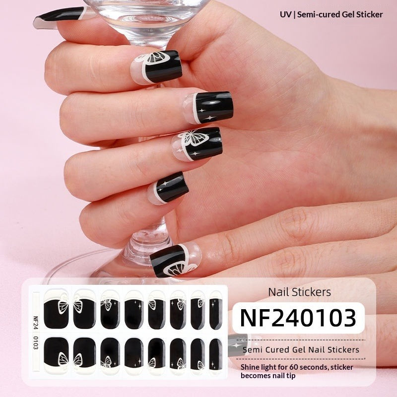 Semi-Cured Gel Nail Strips 3D Foil Glitter Glossy Design (MOQ=3)