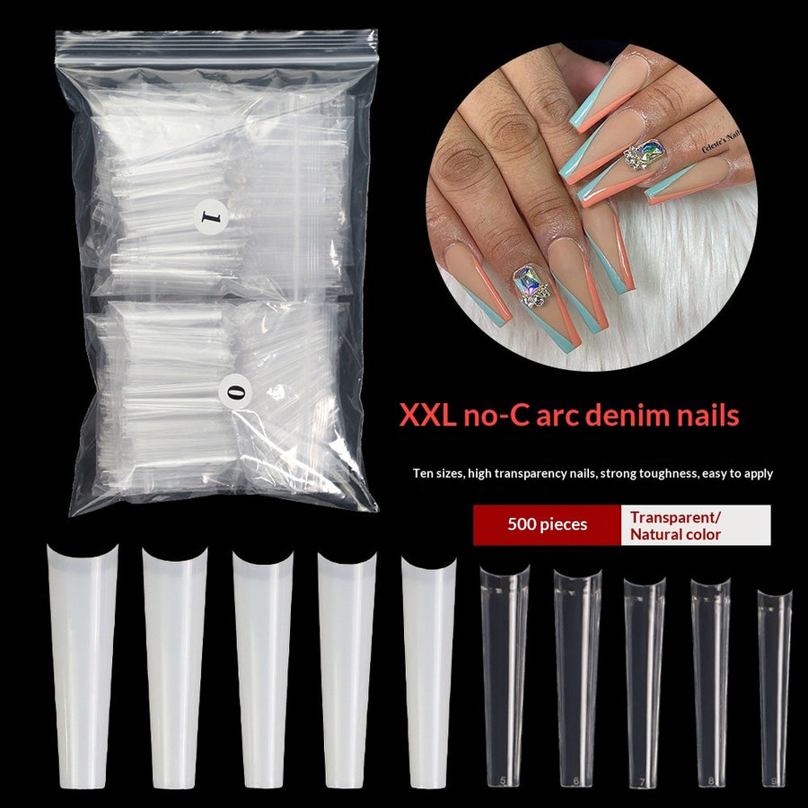 Drama Collection: "XXL No-C Denim" – XXL No-C-Curve Denim Nail Tips (500pcs Bag)