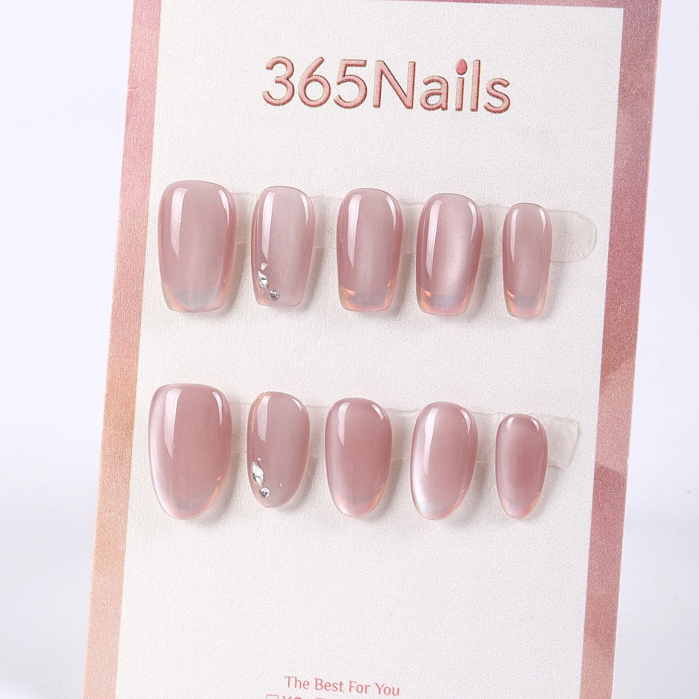 365Nails Rose Jelly Short Square Press-On Nails with Minimal Crystals