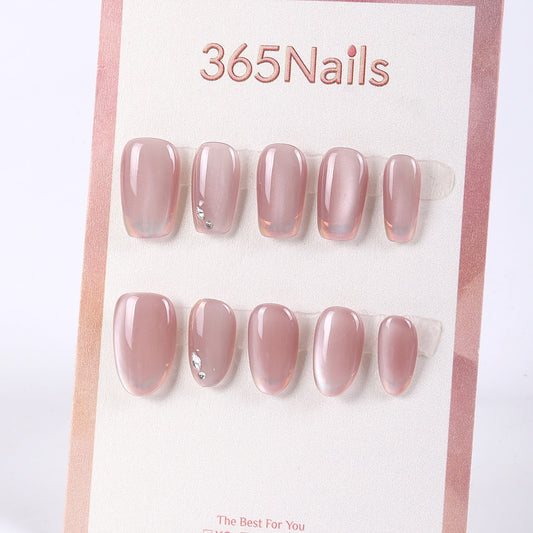 365Nails Rose Jelly Short Square Press-On Nails with Minimal Crystals