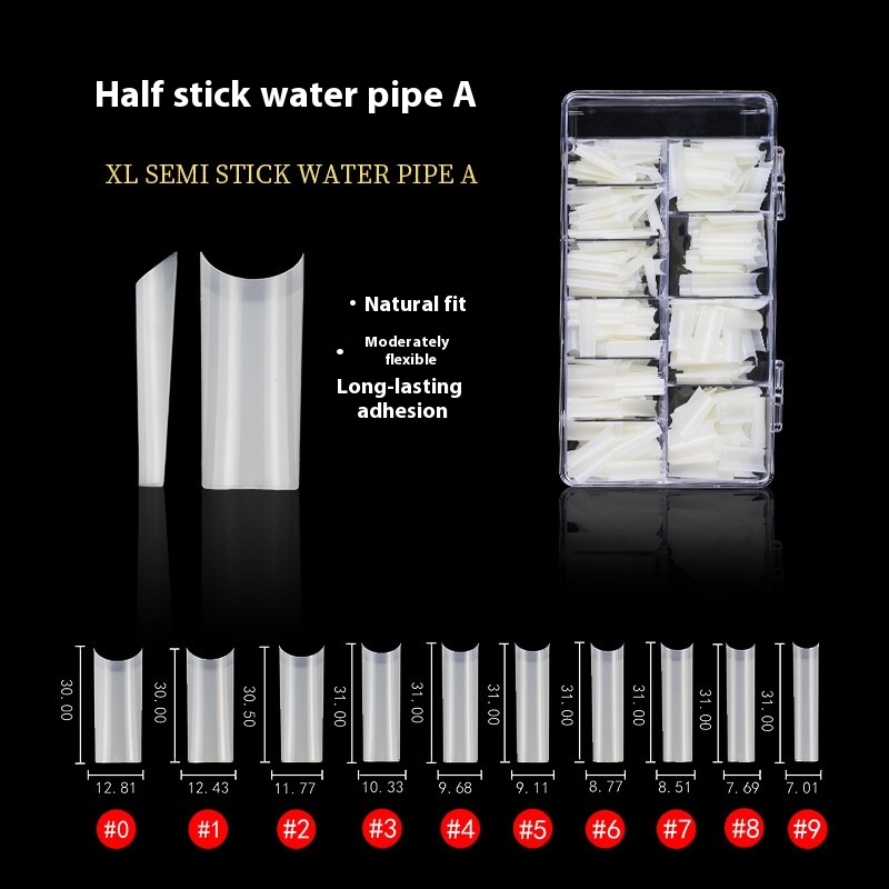 Nail Tips nail plate  water pipe nail natural white 500 pieces French half sticker extended patch NOC high arc fake nail