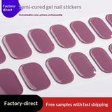 Semi-Cured Gel Nail Strips Solid Color Glossy Minimal Style (MOQ=3)