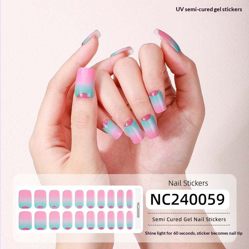 Semi-Cured Gel Nail Strips French Leopard Chic Mixed Designs (MOQ=3)