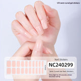 Semi-Cured Gel Nail Strips French Gradient Glitter Glossy Design(MOQ=3)