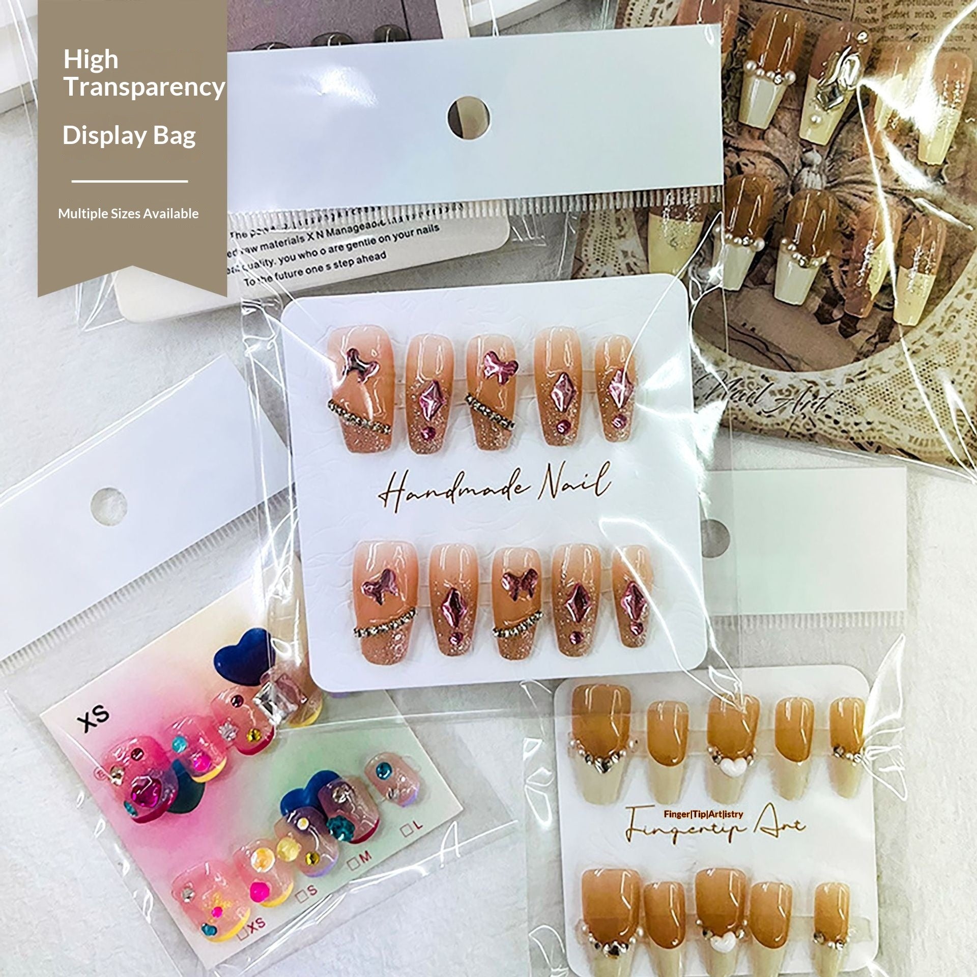 Clear OPP Press On Nail Packaging Display Bags (MOQ=50)