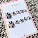 365nails: "silver glitter crackle" – handmade press-on toenails / pedicure