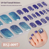Semi-Cured Gel Nail Strips Toe Nails Gradient Bloom Glitter Glossy Set (MOQ=3)