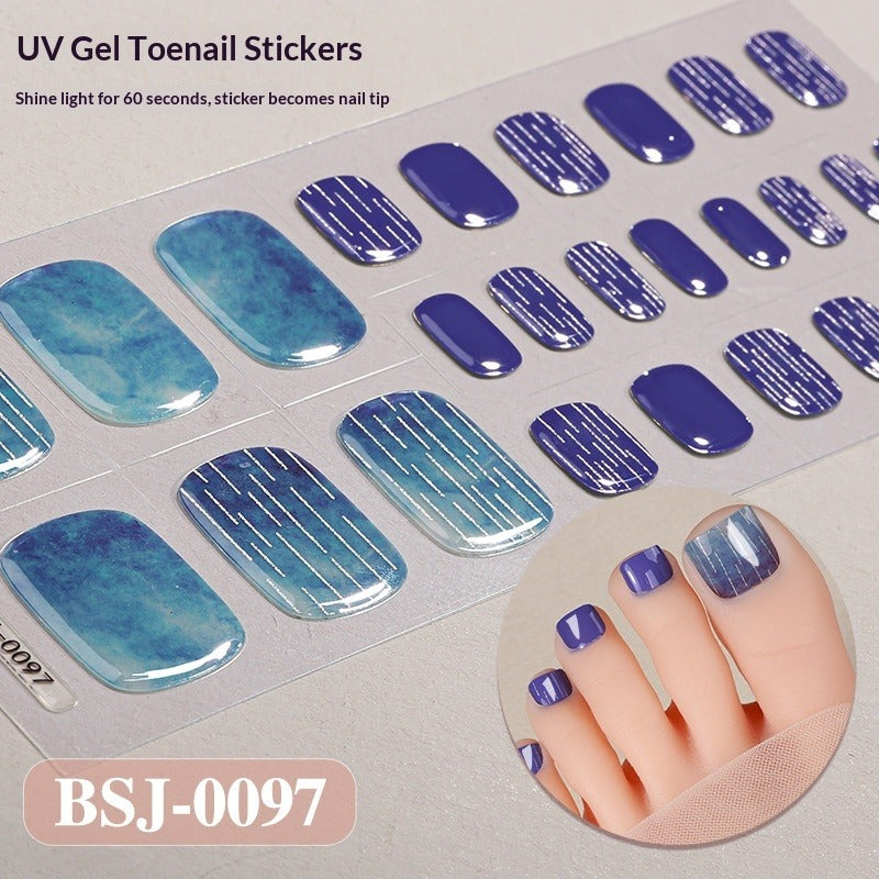 Semi-Cured Gel Nail Strips Toe Nails Gradient Bloom Glitter Glossy Set (MOQ=3)