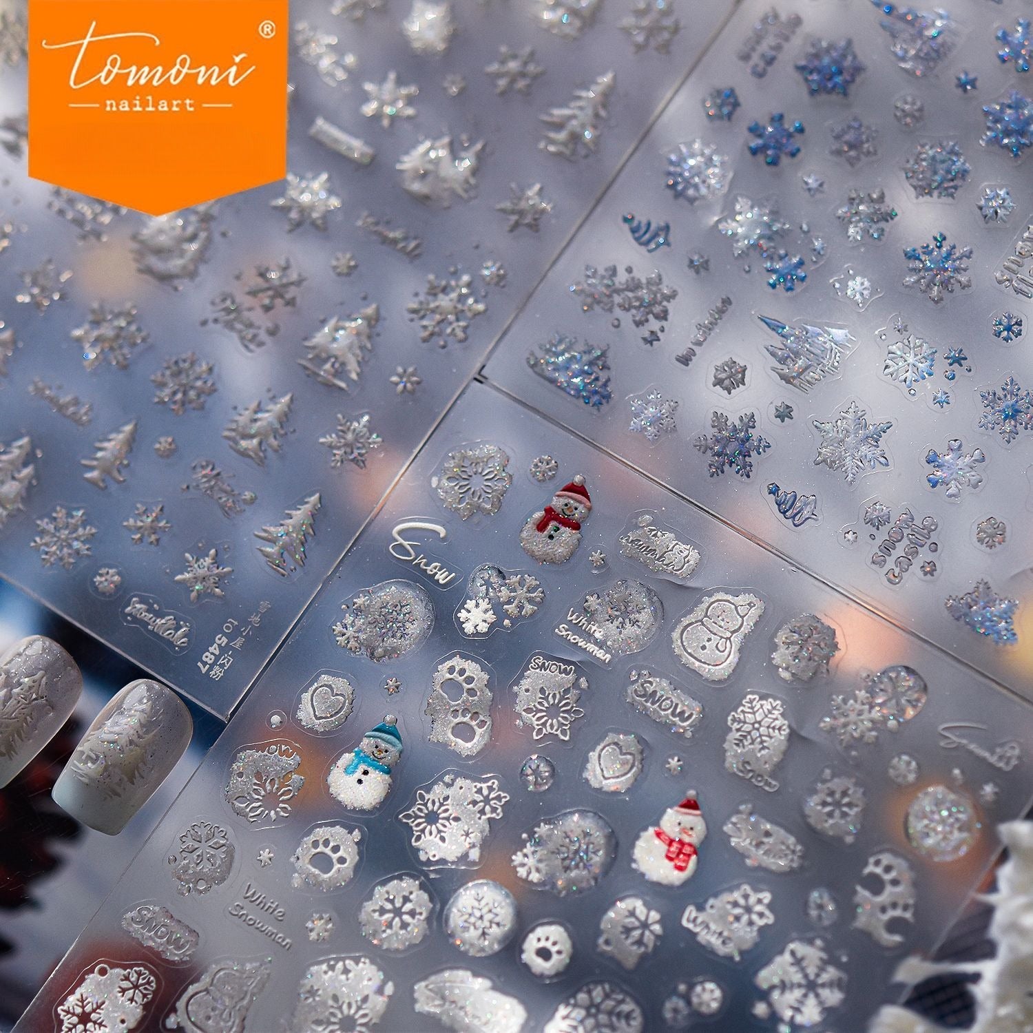 Winter Castle Collection: "Snowflake & Ice Castle" – 3D Embossed Nail Sticker