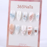 Seashell and Starfish Press-On Nails with 3D Ocean Design