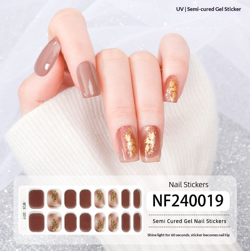 Semi-Cured Gel Nail Strips 3D Foil Gold Iridescent Glossy Set (MOQ=3)