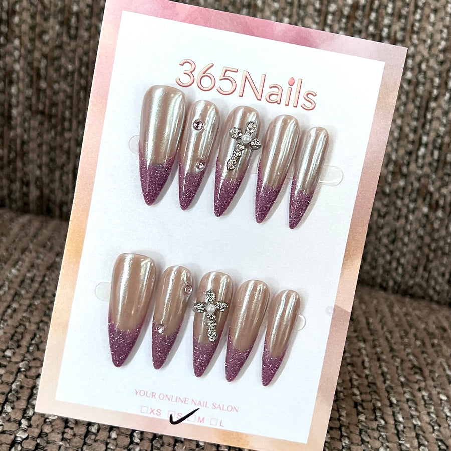 Mauve Chrome - Purple Silver Mirror Press-On Nails
