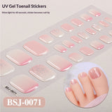 Semi-Cured Gel Nail Strips Gradient French Sheer Glitter Toe Design (MOQ=3)