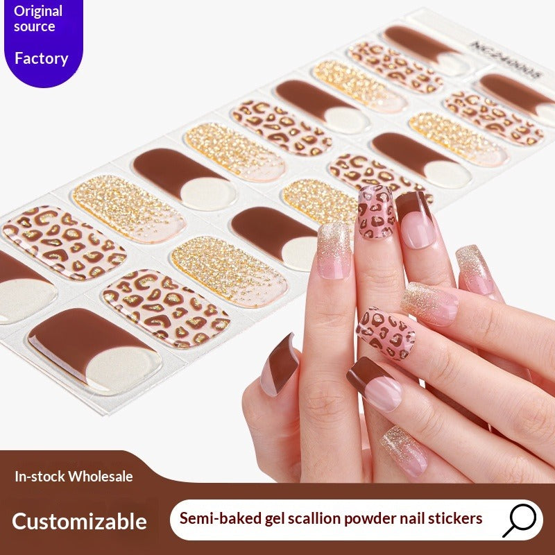 Semi-Cured Gel Nail Strips 3D Foil Gold Pink Gradient Glossy Set (MOQ=3)