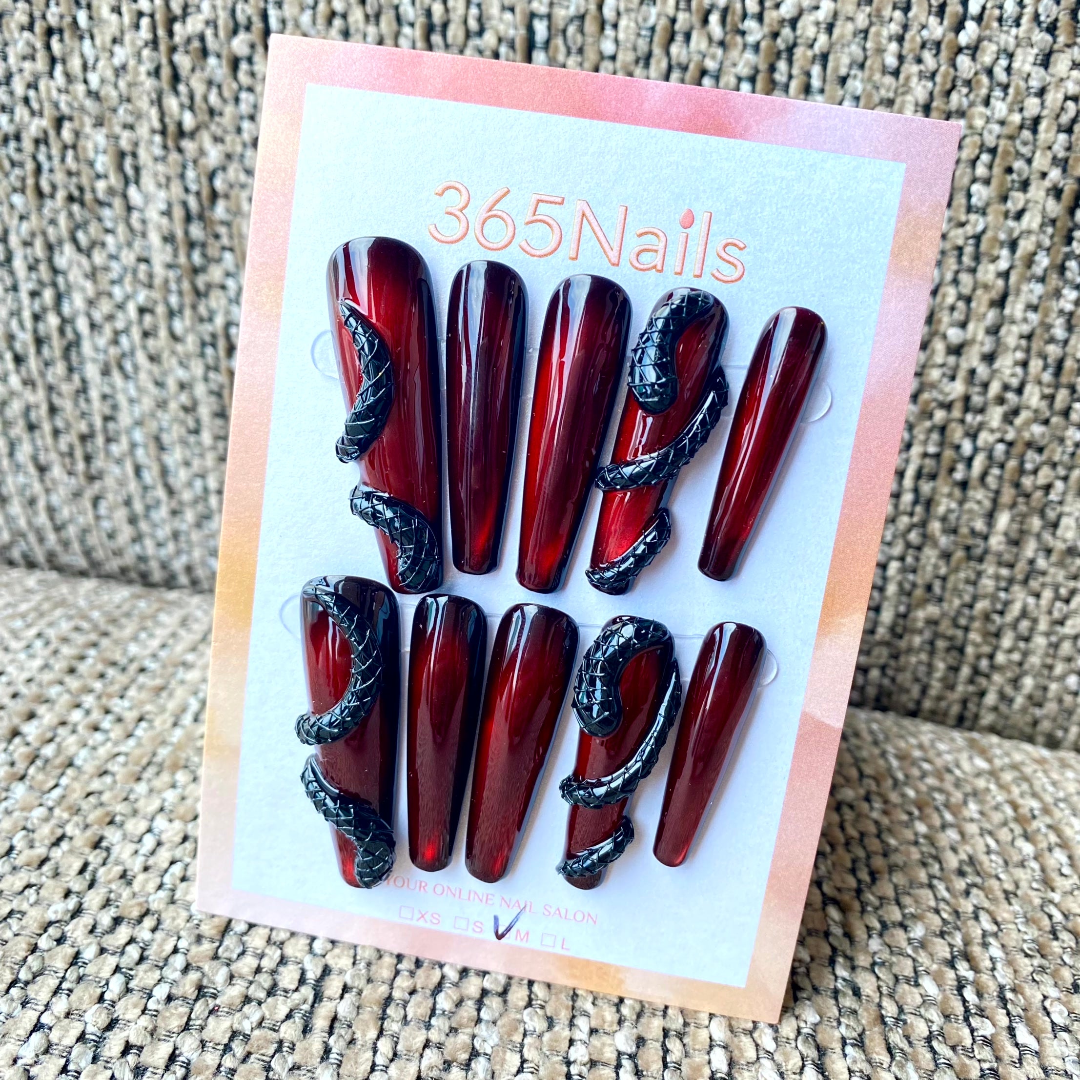 365nails: "Ruby Serpent" – Coffin Handmade Press-On Nails
