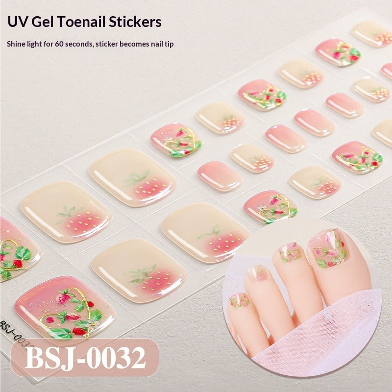 Semi-Cured Gel Nail Strips Fresh Floral 3D Foil Glossy Design (MOQ=3)