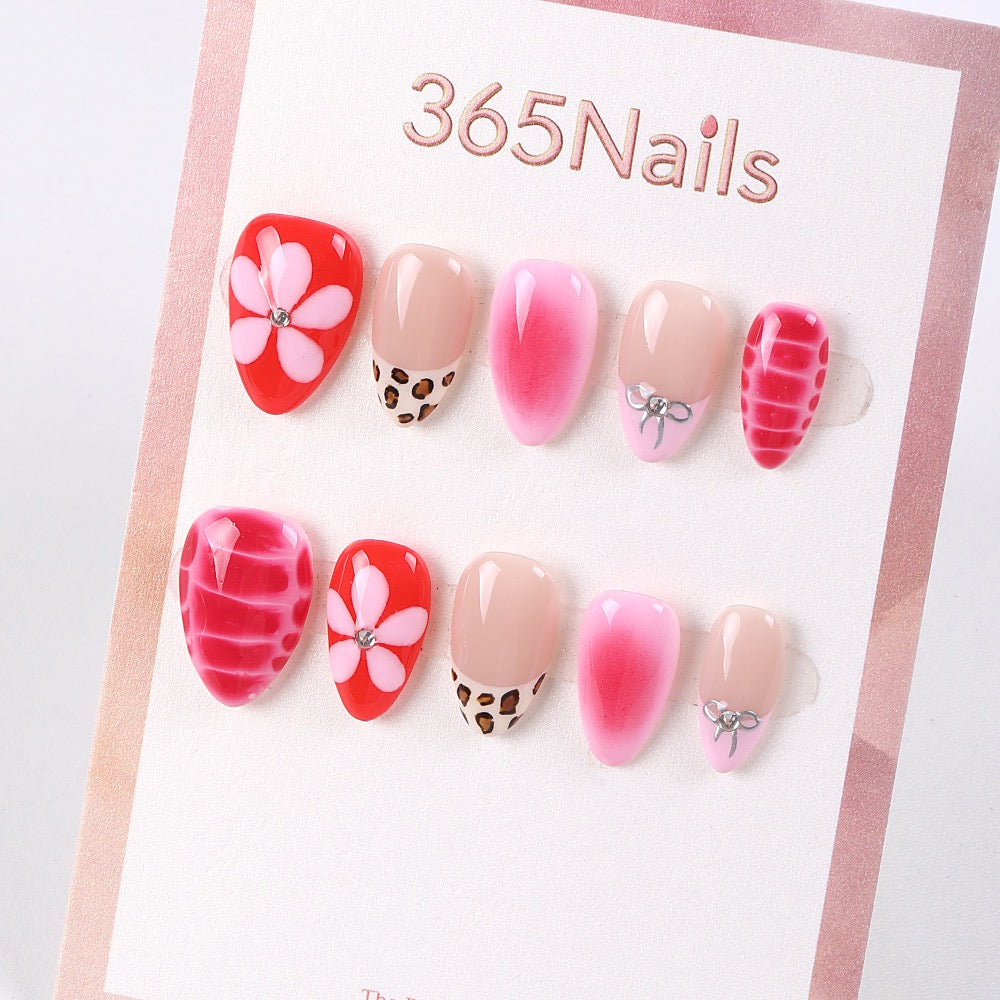 365Nails Rose Pop Daisy & Leopard Mix Press-On Nails
