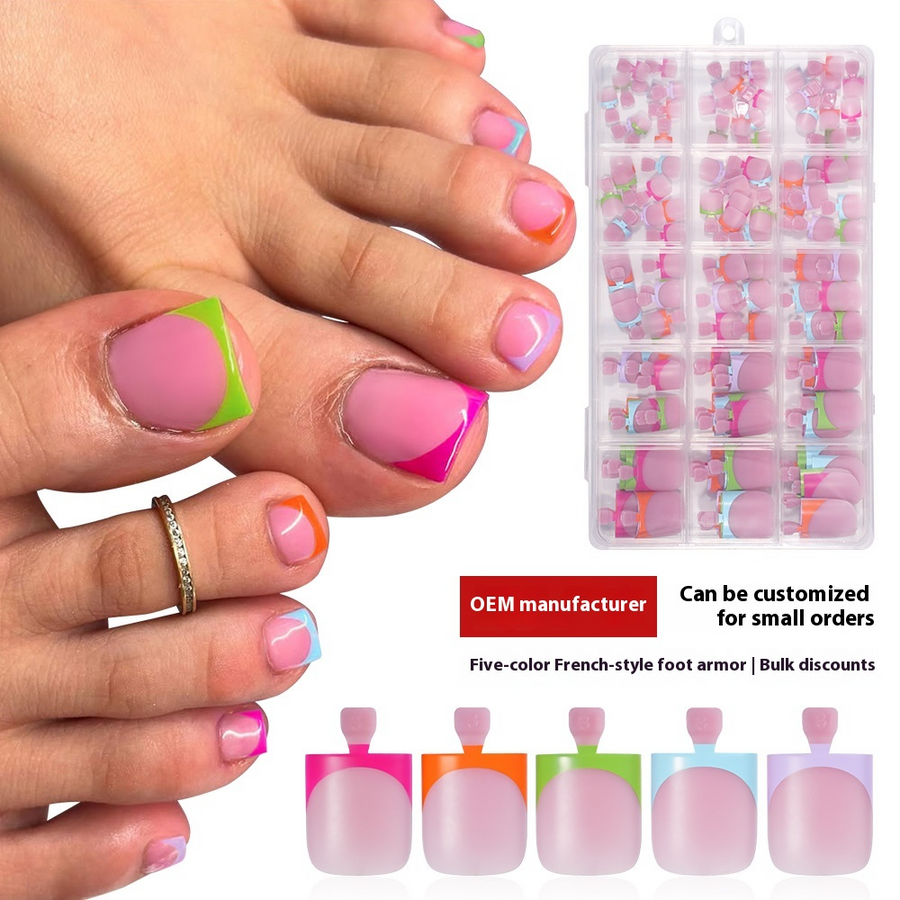 Nail Tips new French press on nails color French nude square toenail patch nail patch 150 pieces in a box (MOQ=3)