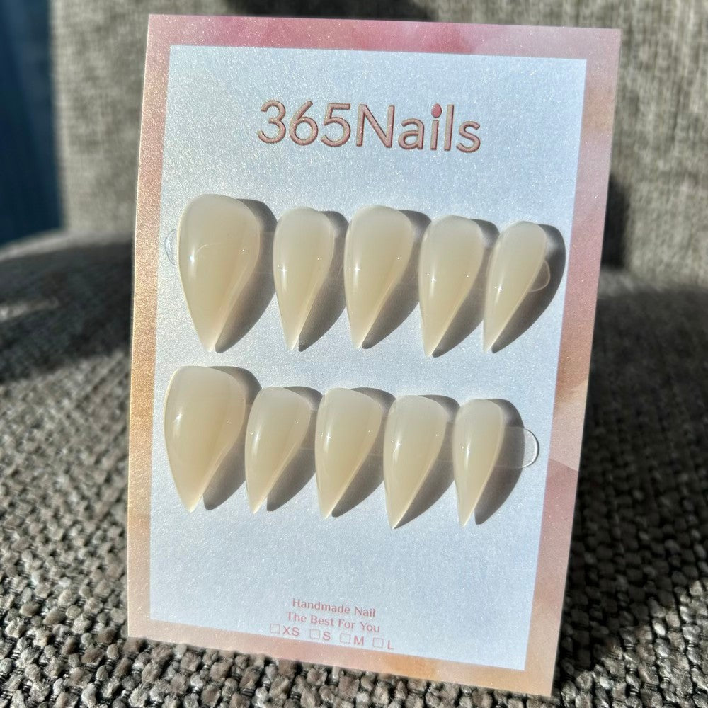 Creamy Latte Dragon Claw Stiletto Jelly Nude Beige Handmade Dragon Nail