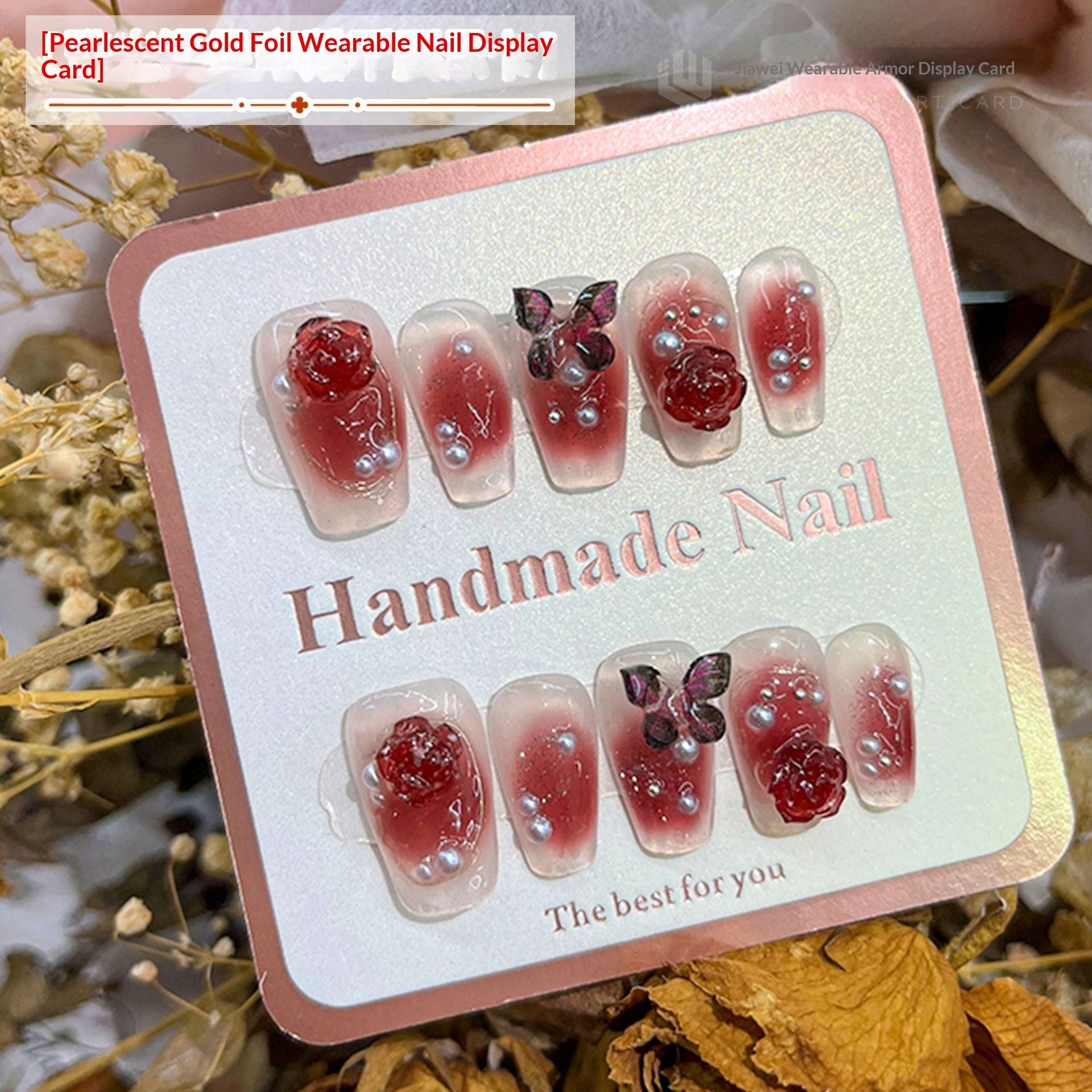 Pearlescent Foil Display Cards for Press On Nail Presentation (MOQ=50)