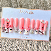 365nails: "Kitty's Dream" – 3D 캐릭터 & 라인스톤 수제 스퀘어형 네일