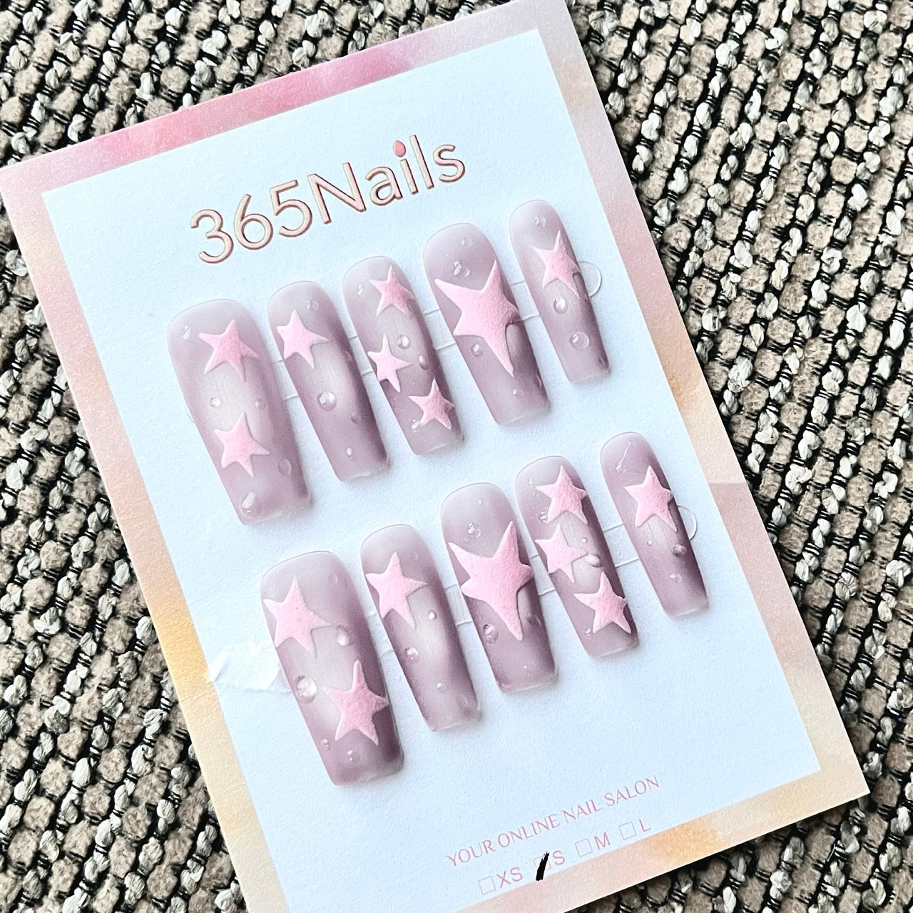 Cute Lavender Star 3D Press-On Nails