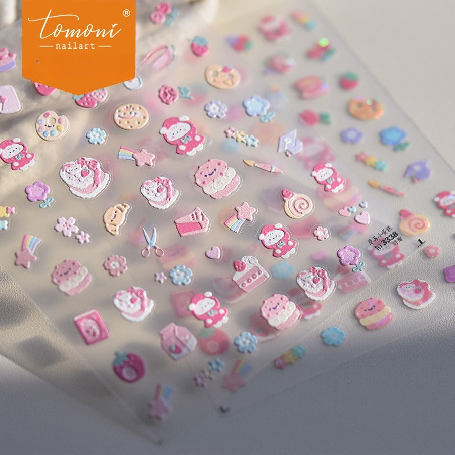 Pastel Goth Nail Stickers – 5D Embossed Y2K & Sweet Gothic Set