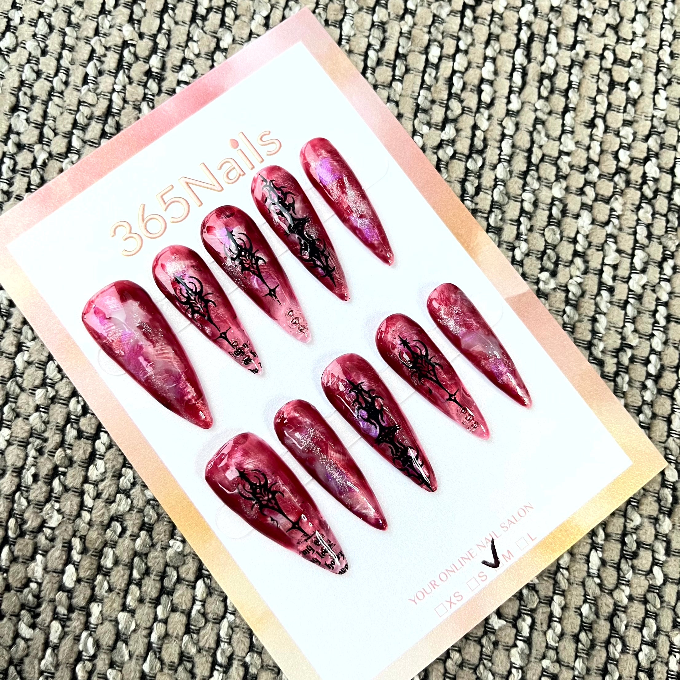 Crimson Gothic: "Blood Sigil" – Long Stiletto Press-on Nails