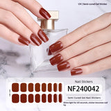 Semi-Cured Gel Nail Strips Solid Color Glossy Nude Burgundy Set (MOQ=3)