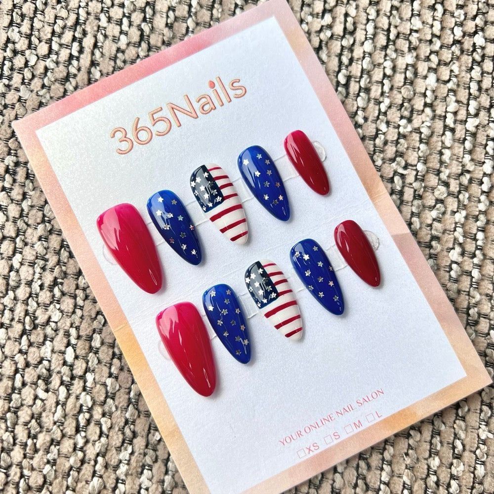Handmade Independence Day Classic Flag Press-On (Holiday/Custom/Almond)