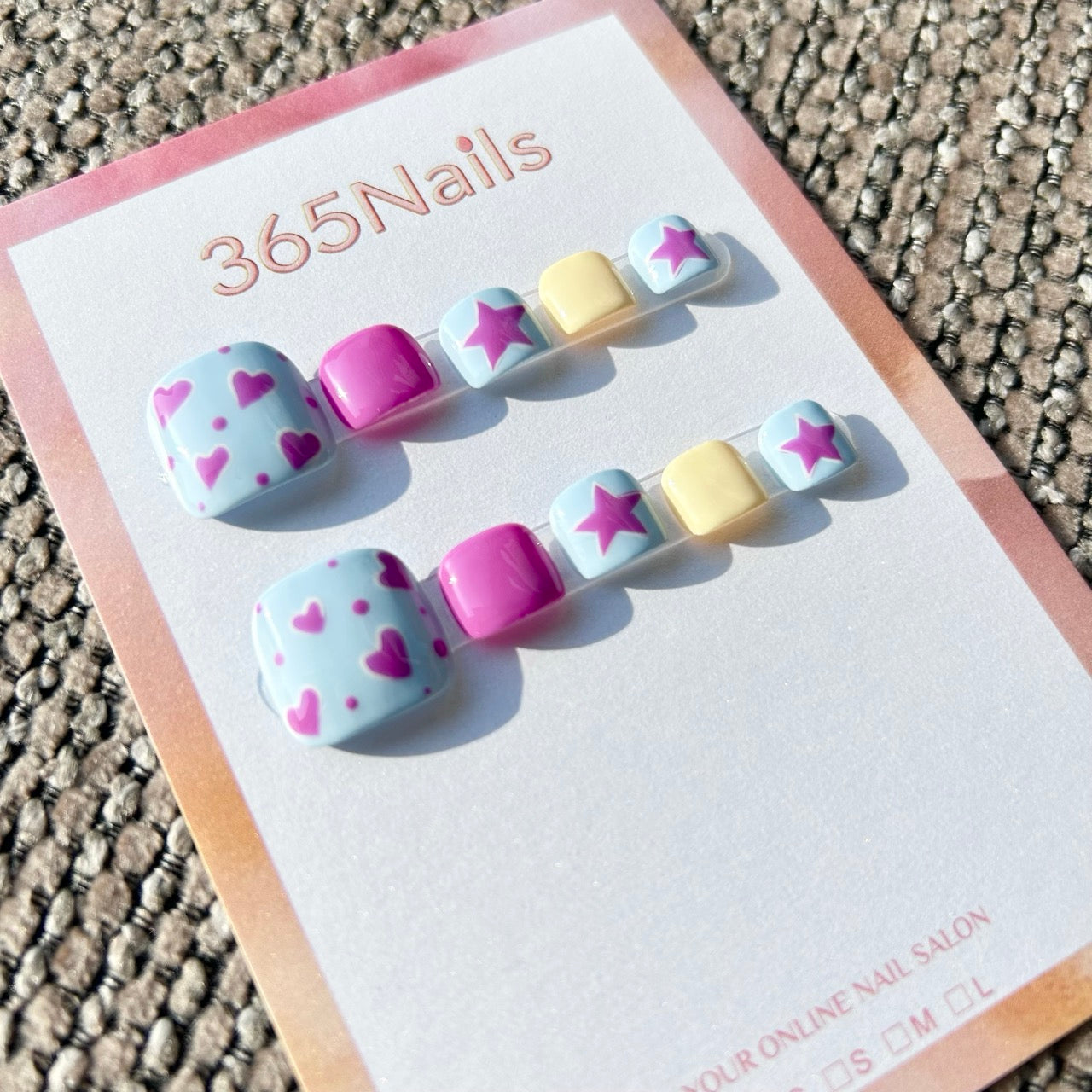 365nails: "pastel heart star" – handmade press-on pedicure