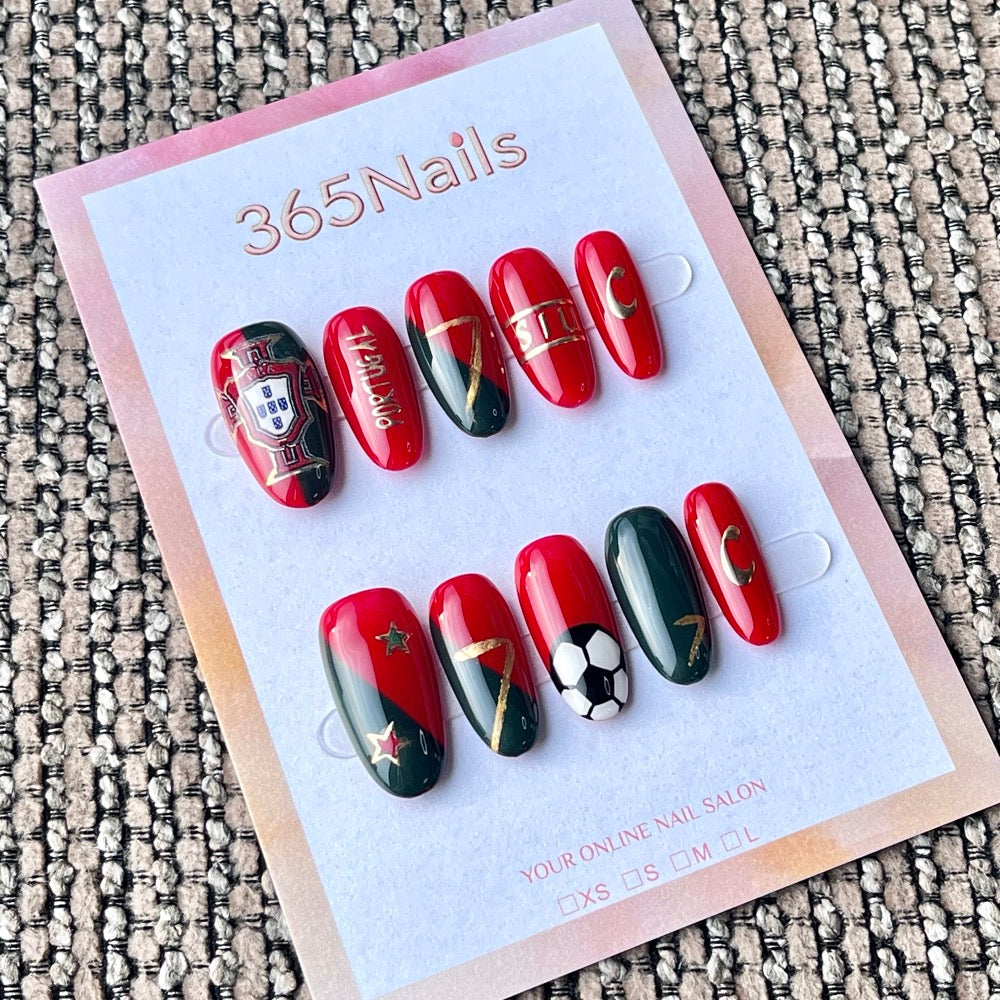 "Portuguese Legend" - Portugal Football Theme Handmade Nails