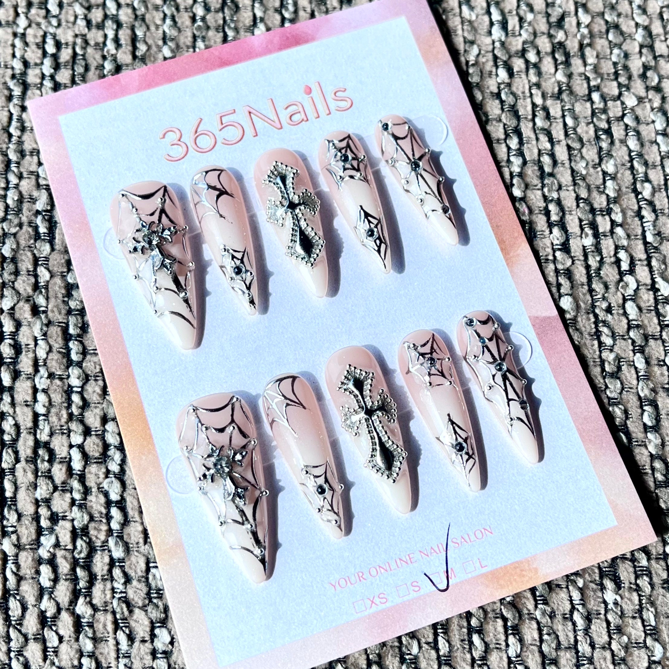 365nails: "Gothic Web Cross Stiletto" – Handmade Long Sharp Stiletto Nails