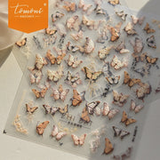 Natural Butterfly Nail Stickers – Embossed Realistic Set
