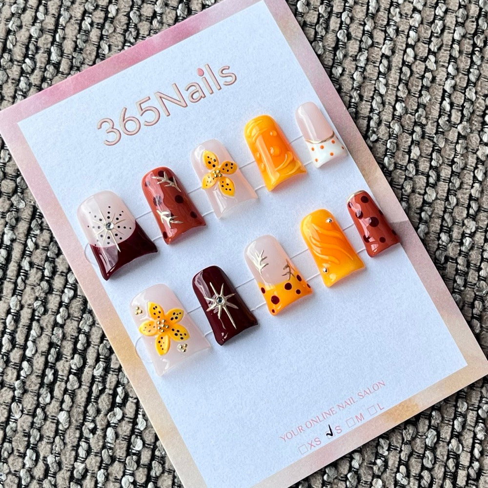 Cute Floral and Polka Dot Press-On Nails Set
