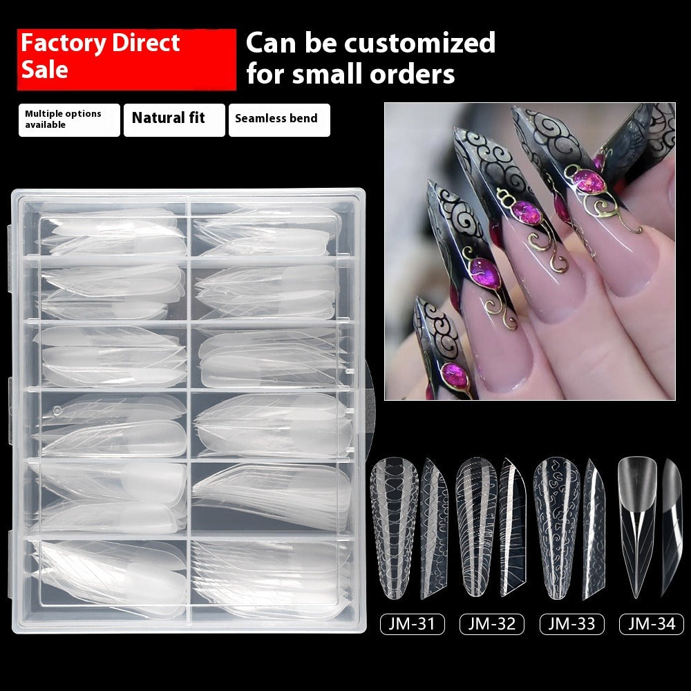 Nail Tips New nail mold 3D three-dimensional 120 pieces boxed nail art extension paper-free fast transparent crystal nail film wholesale