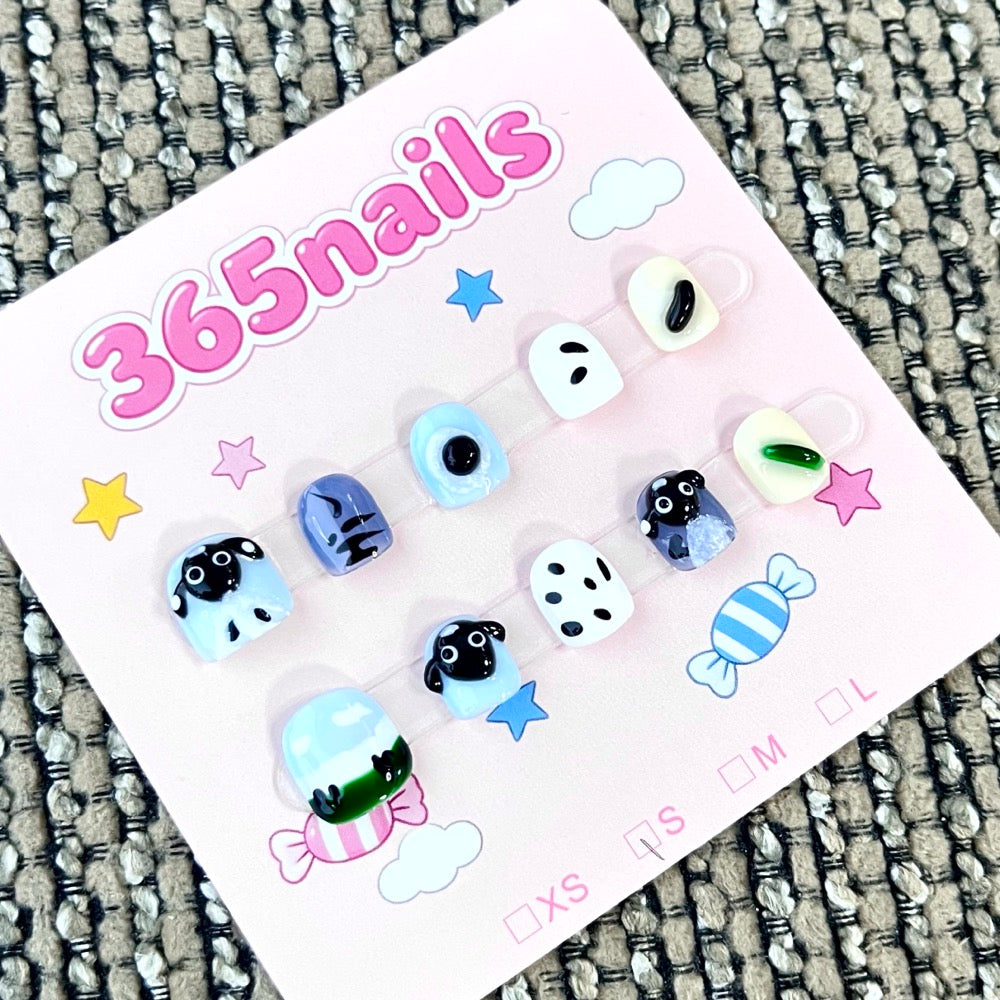 365nails: "Puppy Love Dream" – 3D Cartoon Character Handmade Short Square Nails