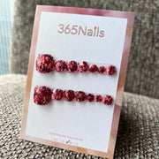 365nails: "fiery red shattered glitter" – handmade press-on pedicure