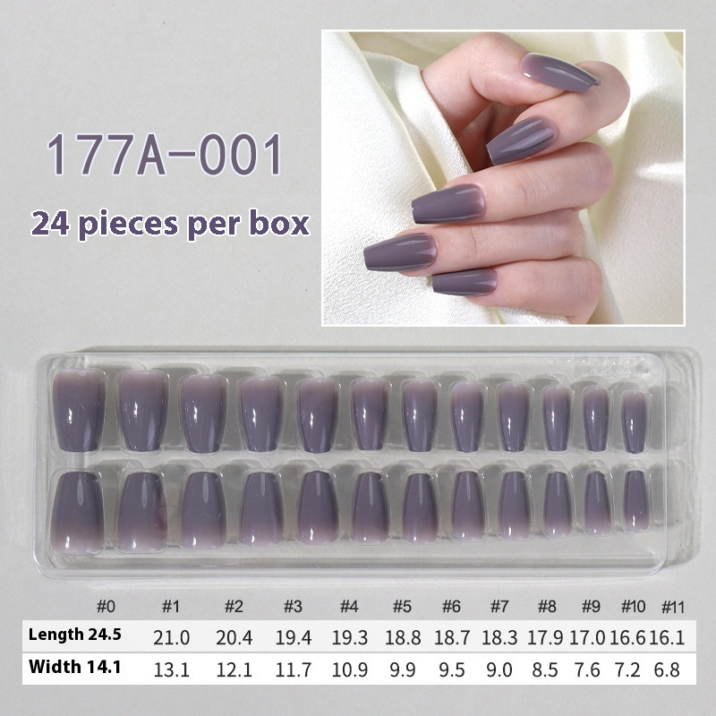 French press on nails 24 pieces Boxed detachable finished product Wearable prefabricated fake nail patch Solid color manicure