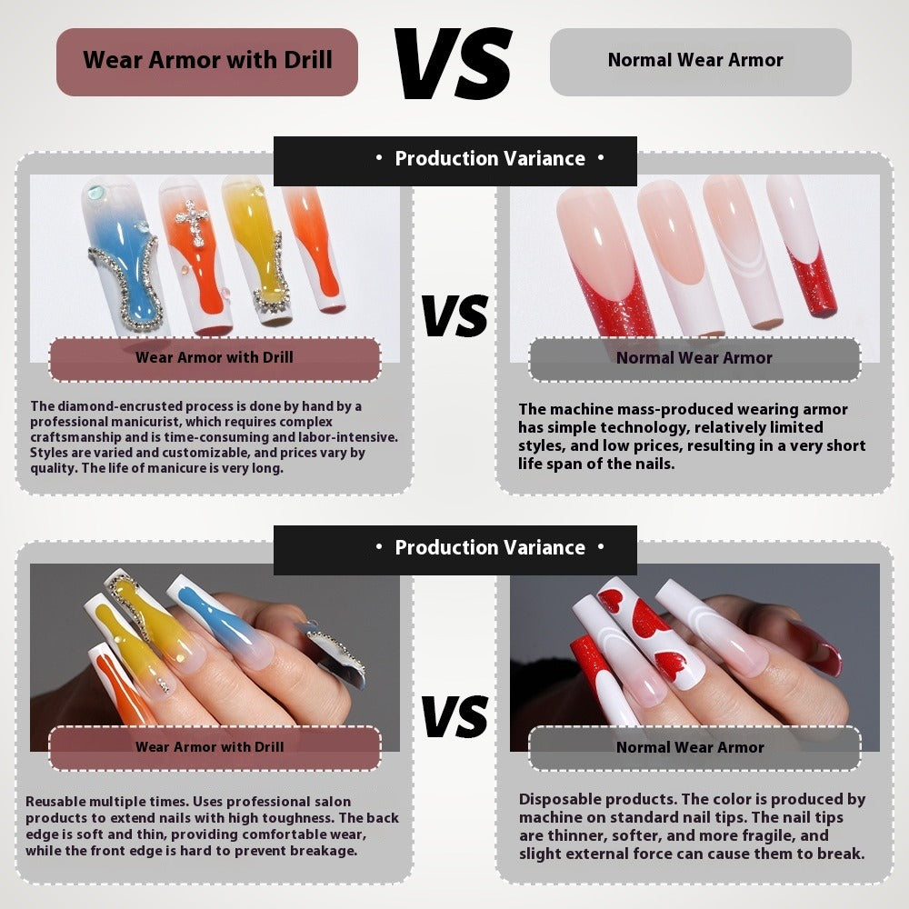 Long press on nails, French versatile patch nail art removable prefabricated fake nail press on nails piece