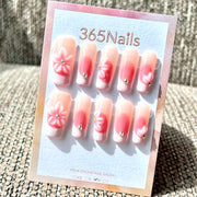 365nails: "Blush Petal French" – Handmade Medium Square Press-On Nails