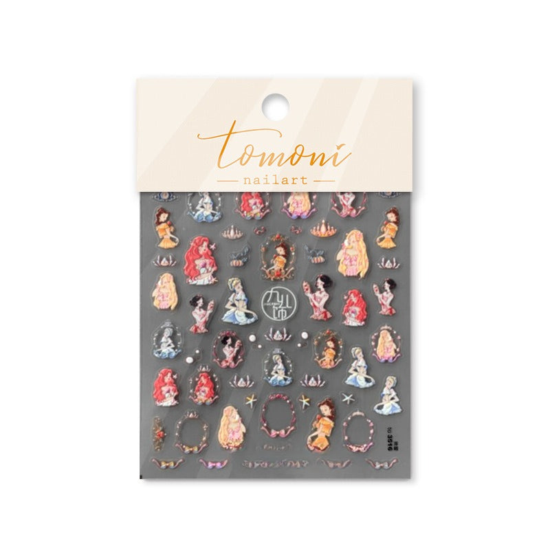 Disney Princess Nail Stickers – 5D Embossed Fairytale Set