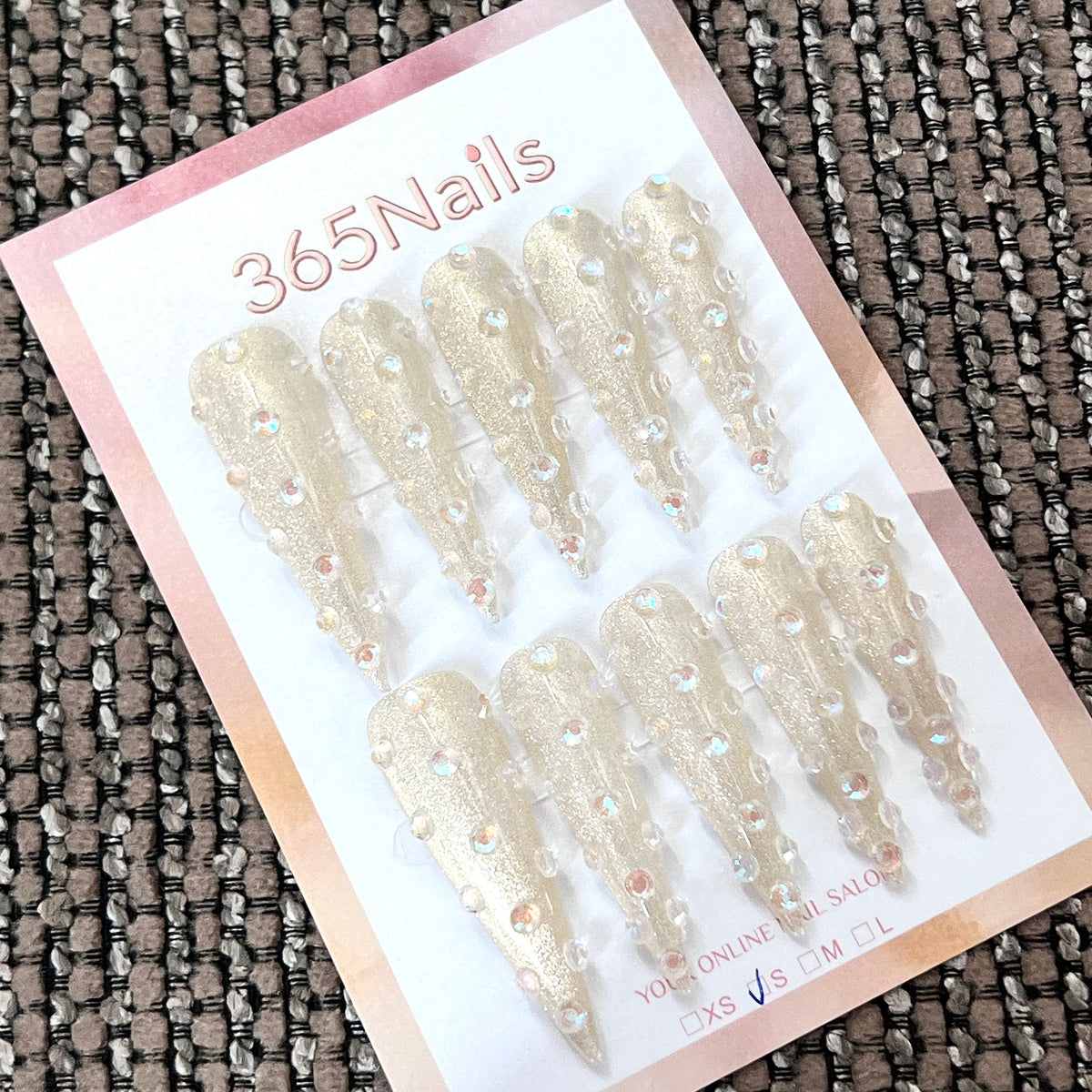 Champagne Halo - Iridescent Crystal Stiletto Press-On Nails | Crystal Armor Series