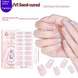 Semi-Cured Gel Nail Strips Colorblock Glitter Shimmer Glossy Design (MOQ=3)