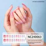 Semi-Cured Gel Nail Strips Sparkle Cat Eye Pearl Glossy Design (MOQ=3)