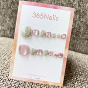 365nails 裸粉金砂貓眼 手工製 足部穿戴甲